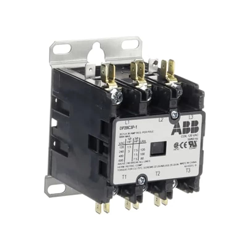 DP20C1P-C DP contactor provide outstanding performance in various HVAC, Food service equipment, refrigeration and welding applications and meet all relevant standards, including UL, CSA and IEC. Industry standard mounting plate provides easily accessible mounting holes.