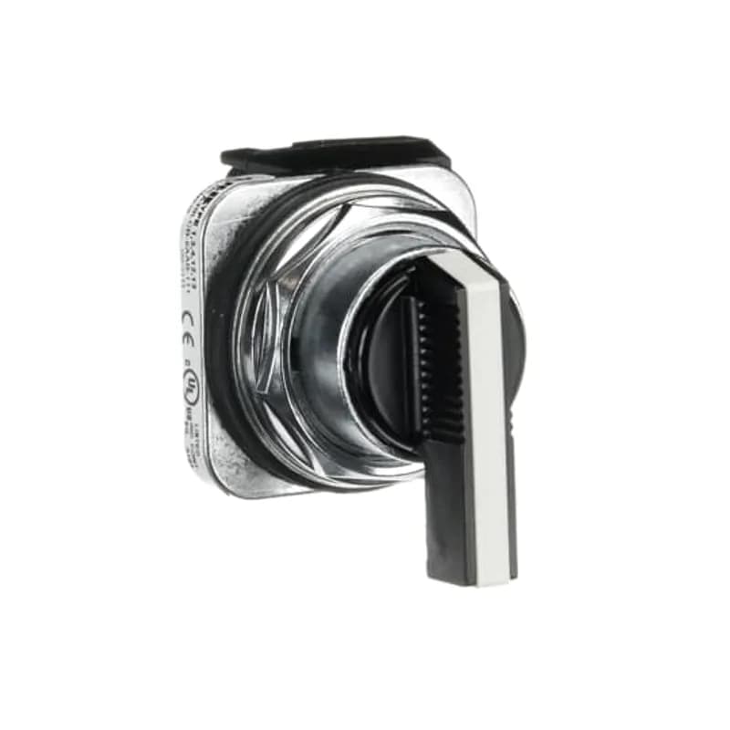 A3 30mm Selector Switch, standard knob,2 Position,Spring Return from Right , Cam A,,White Cap,1NO+1NC
