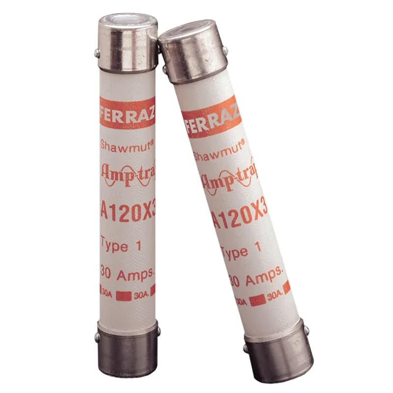 A120X Amp-trap Form 101 Semiconductor Protection fuses, rated 1/2A through 30A, 1200VAC are popular for use in traction drive auxiliary circuits and similar applications. A120X fuses are also suitable for use on 1000VDC auxiliary circuits with low time constants. 1200 Volts 3 amps.