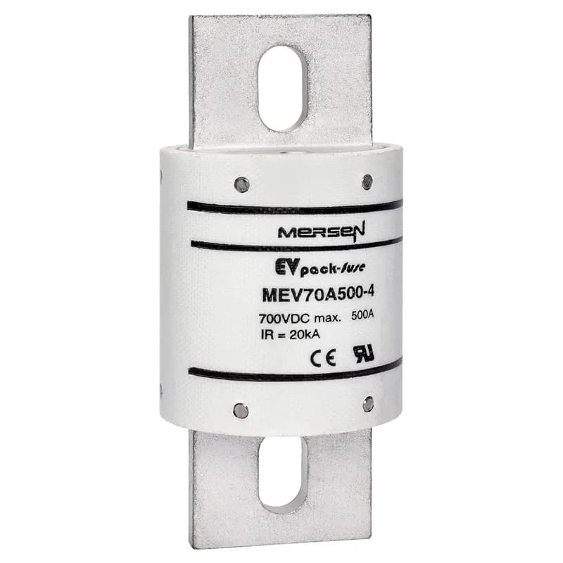 EVpack Fuse 700VDC UL 500A Max. Rated Breaking Capacity DC: 20 kA @ 700 V L/R ≤ 1 ms Bolted