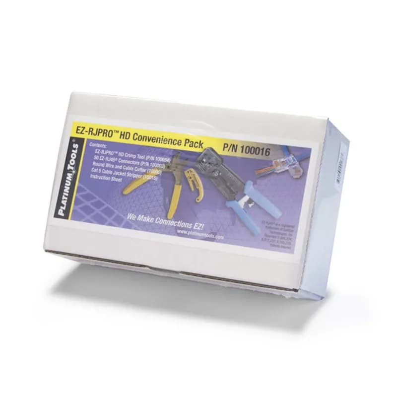 Assembled for the installer who needs the complete EZ-RJ45 system to add to his existing tool bag, packaged to fit your budget with your choice of the original EZ-RJ45 or the EZ-RJPRO HD Crimp Tool and EZ-RJ45 Cat5 and 5e Connectors. All kits include detailed instructions., 849160001683