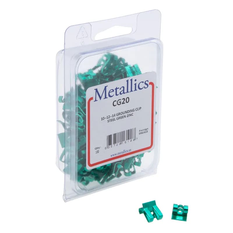 Grounding Clip, Steel, Green, Zinc Chromate finish, 100 per pack
