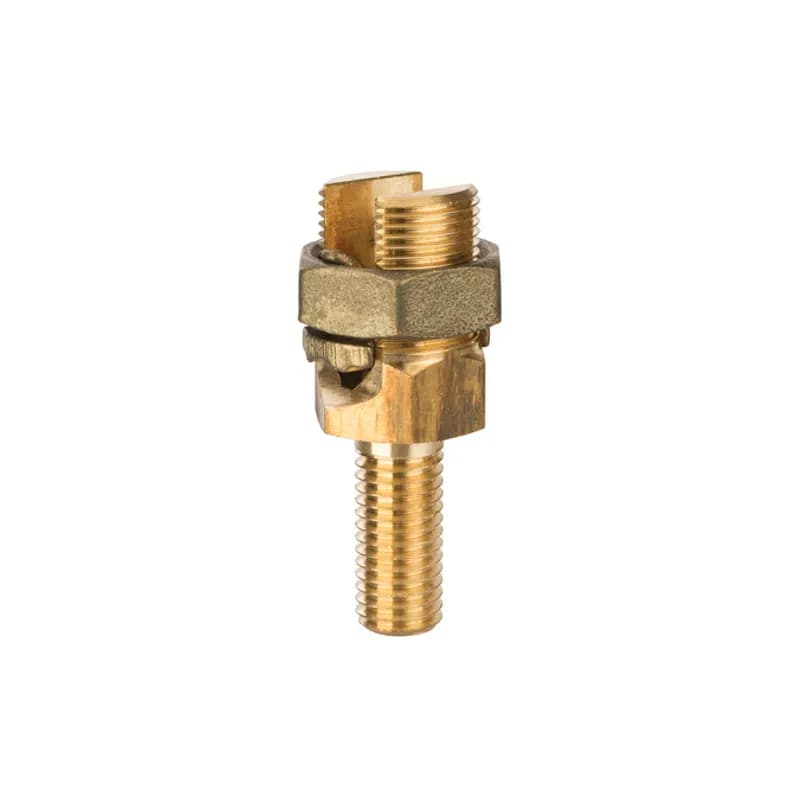 Service Post Connector - One Wire Type 4/0 AWG Service Post Connectors is used for connecting one or two conductors. Made from high copper content hard-drawn rod. Lay-in feature makes them excellent for continuous loop grounding and bonding. Used to ground to bar or plate. Suitable for direct burial in earth or concrete.