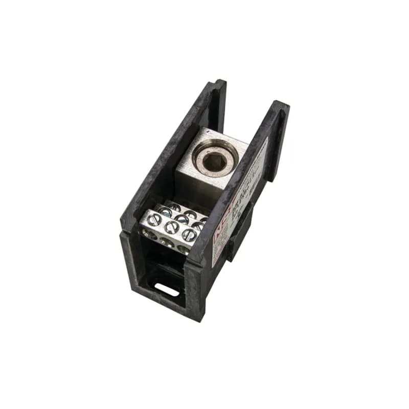 Power Distribution Block (1) 500 MCM-4 AWG Primary (12) 4-14 AWG Secondary Power Distribution Blocks are made of high strength, high-conductivity aluminum alloy and are mounted in a high-strength glass-filled polyester base. Each block can stand alone or combine with other blocks to form a multi-block set.
