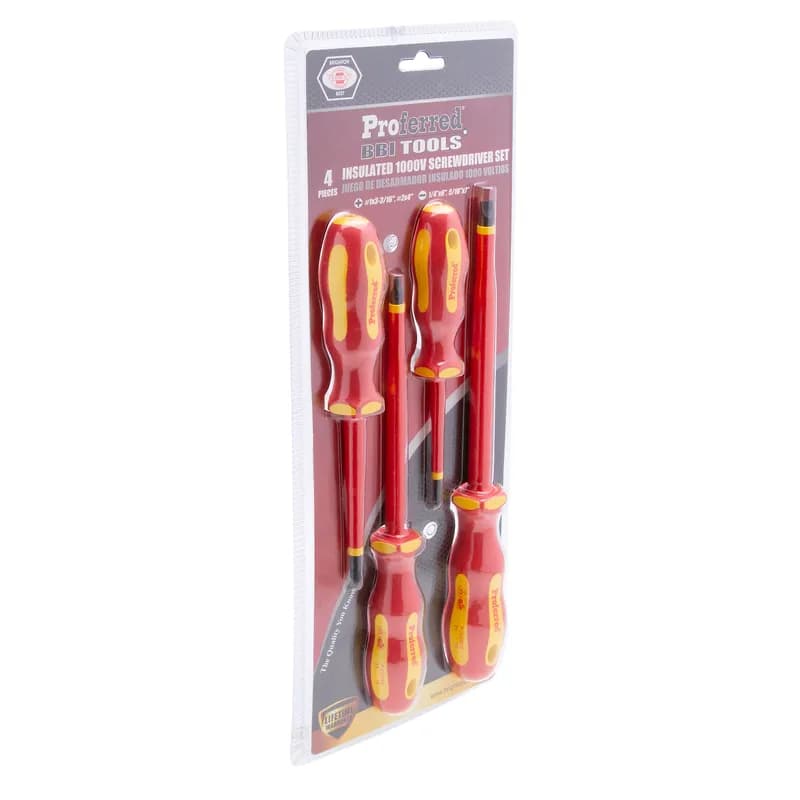 NSI Industries ISK4 - Proferred, PP & TPV Cushion Grip handle material, Orange and Yellow handle color, 4 pieces, Slotted and Phillips Tips