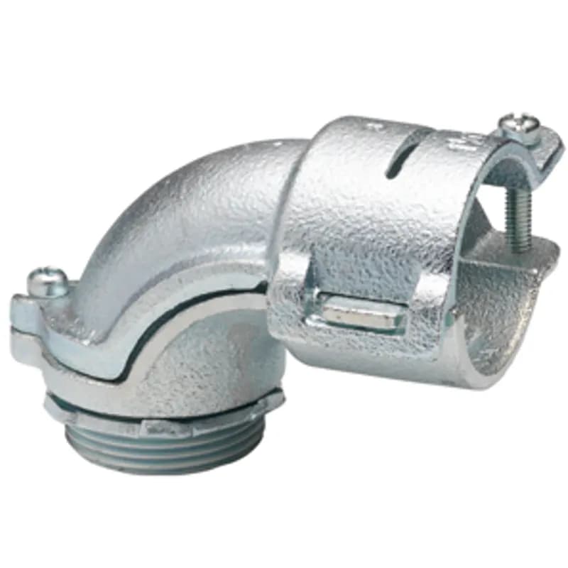 Connector, 90 Degrees, Malleable Iron, Insulated Throat, Size K.O. 1 Inch