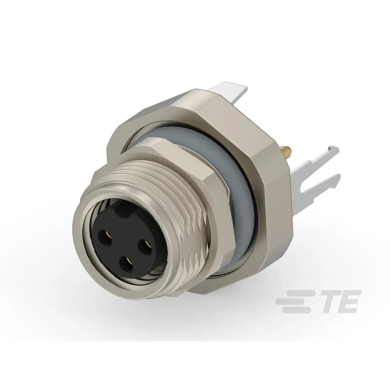 3 Position Circular Connector, Cable-to-Panel, Sealable, Printed Circuit Board, Signal, Panel Mount, Reverse Gender, Nickel, Brass, A Code