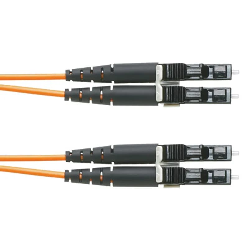 2 fiber OM1 patch cord, low smoke zero halogen (LSZH) rated, LC duplex to LC duplex with 16mm jacketed cable, Std IL 32 meters