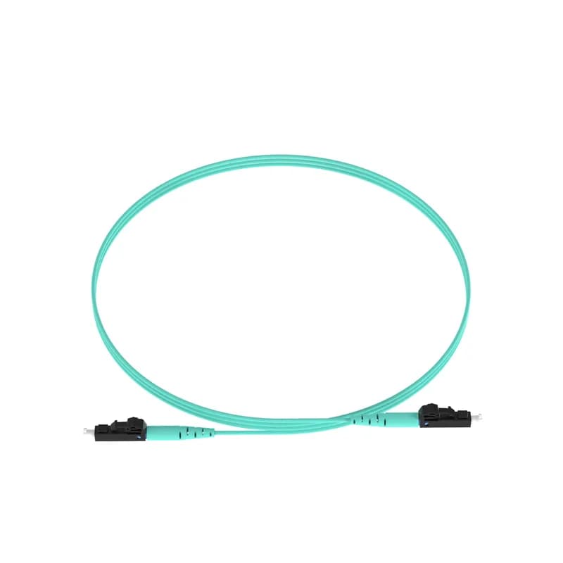 The duplex fiber patch cord is OM4 with a 1.6mm jacket. It is Low Smoke Zero Halogen (LSZH) rated and features LC Duplex connectors. It has standard insertion loss and is 4 meters in length.