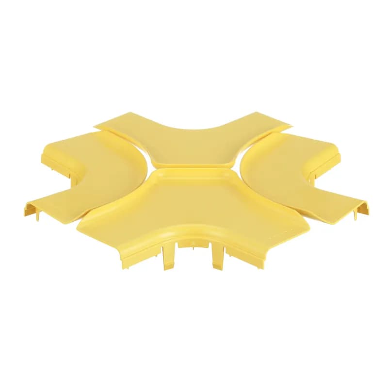 Optional split cover for the four way cross fitting FRFWC6X4YL. Snap-on feature allows cover to be installed and removed with no tools required. Creates radiused 3/4 (19mm) opening for easy access to add or remove cables.