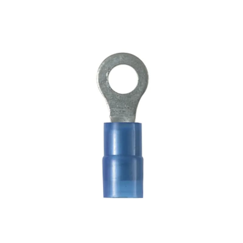 Ring Terminal, 18 14 AWG, #4 stud size, nylon insulated, standard package.