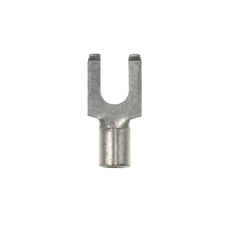 Flanged Fork Terminal, 22- 16 AWG, #8 stud size, non-insulated, bulk package.