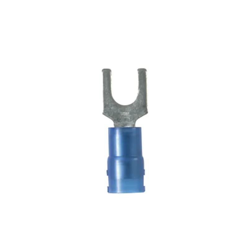 Fork Terminal, nylon insulated, 18- 14 AWG, #6 stud size, narrow tongue, standard package.