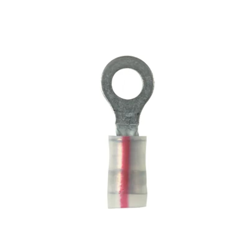 Ring terminal, 22 16 AWG, KYNAR insulated, 1/4" stud size, bulk package.