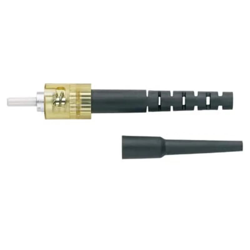 Pre-Polished ST Simplex Crimp Style OM2 Connector, with 900um/3.0mm Black Boots