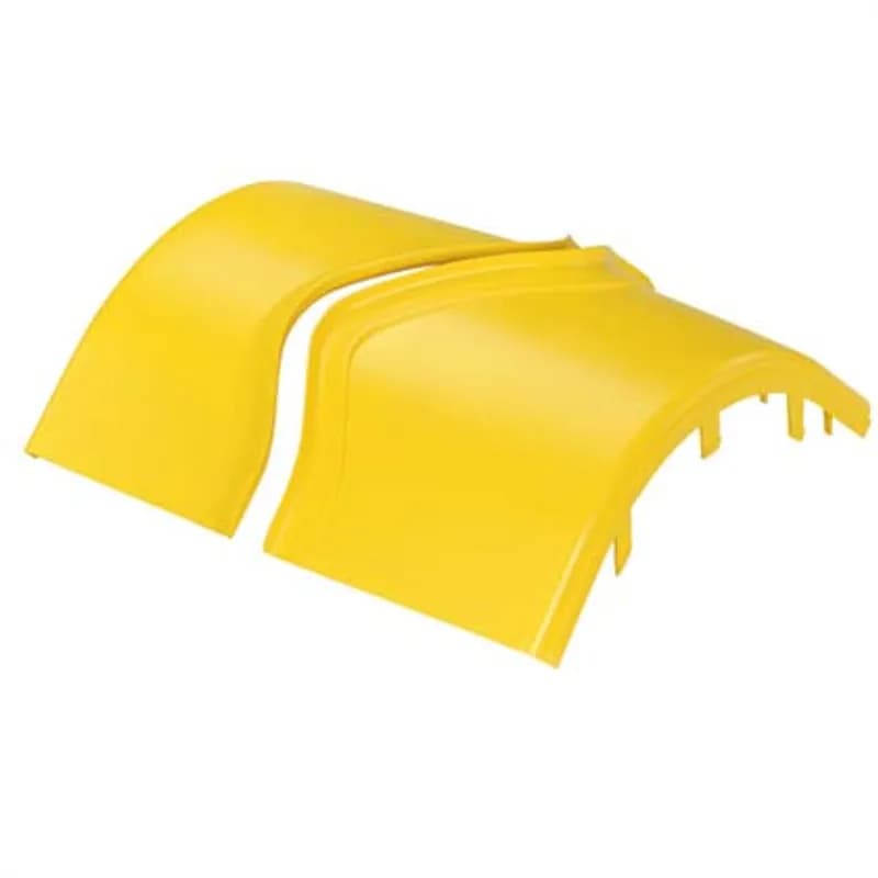 Optional split cover for the outside vertical right angle fitting FROVRA12X4YL. Snap-on feature allows cover to be installed and removed with no tools required. Creates radiused 3/4 (19mm) opening for easy access to add or remove cables.