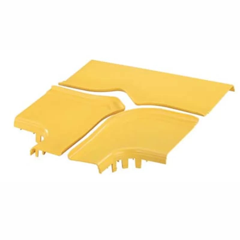 Optional split cover for the horizontal tee with 6x4 exit fitting FRT12X4W6YL. Snap-on feature allows cover to be installed and removed without tools. Creates radiused 3/4 (19mm) opening for easy access to add or remove cables.