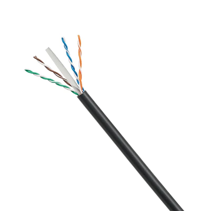 This Category 6 U/UTP copper cable is constructed with stranded 24/7 AWG with high-density polyethylene (HDPE) insulation. The copper conductors are twisted in pairs and separated by a divider and then be surrounded by a PVC jacket. It provides a great bandwidth. The jacket is oil, UV, and abrasion-resistant for enhanced chemical resistance and mechanical performance. The jacket is flame retardant (CM) for industrial ethernet applications.