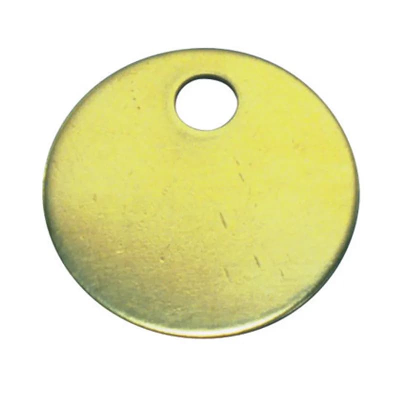 Marker tag, 1.00" circular, brass.