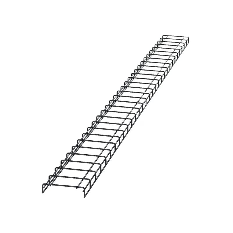 The Wyr-Grid Pathway Section protects cables between the Main Distribution Area and the Equipment Distribution Area. Unlike other pathways, it installs quickly and can be modified easily, optional sidewalls snap on without extra hardware or tools. Splice connector: WGSPL1218BL, Intersection splice: WGINTSPLBL, Steel, 118.4in x 8.5in x 2.1in (3007mm, 216mm, 53mm), Black powder coated.