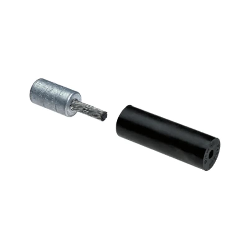 Bi-metallic pin connector, type BPC, provides copper pigtail for connecting aluminum conductors in a copper or aluminum/copper rated mechanical lug, aluminum 3/0 to copper 1/0 AWG.