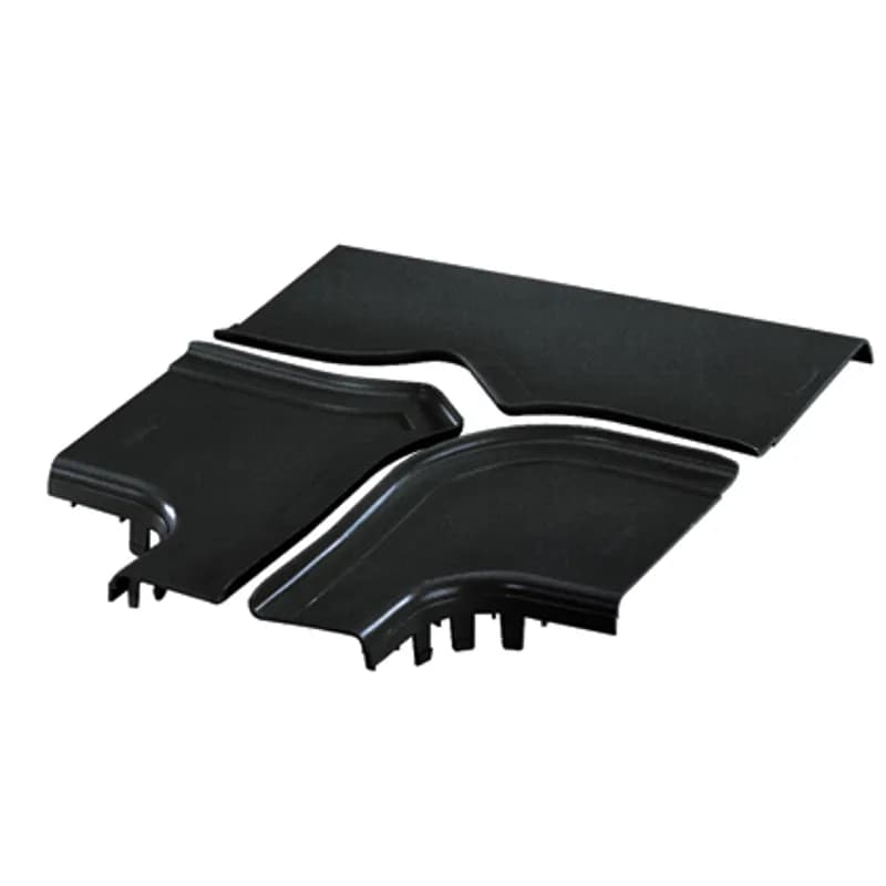 Optional split cover for the horizontal tee with 6x4 exit fitting FRT12X4W6BL. Snap-on feature allows cover to be installed and removed with no tools required. Creates radiused 3/4 (19 mm) opening for easy access to add or remove cables.