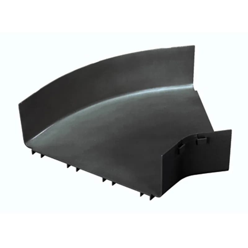 Attaches to 12x4 channel and/or fitting to create a 45 horizontal turn from a straight horizontal run. Accepts optional split cover FRH45SC12BL.