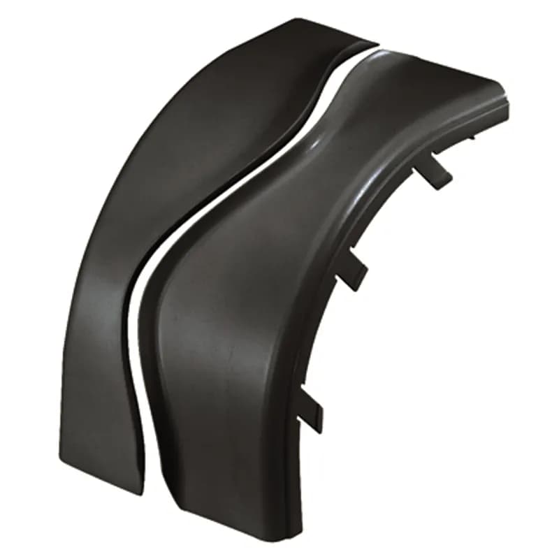Optional split cover for the outside vertical right angle fitting FROVRA6X4BL. Snap-on feature allows cover to be installed and removed with no tools required. Creates radiused 3/4 (19mm) opening for easy access to add or remove cables.