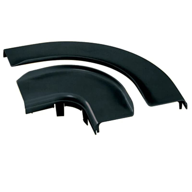 Optional split cover for the horizontal right angle fitting FRRA6X4BL. Snap-on feature allows cover to be installed and removed with no tools required. Creates radiused 3/4 (19mm) opening for easy access to add or remove cables.