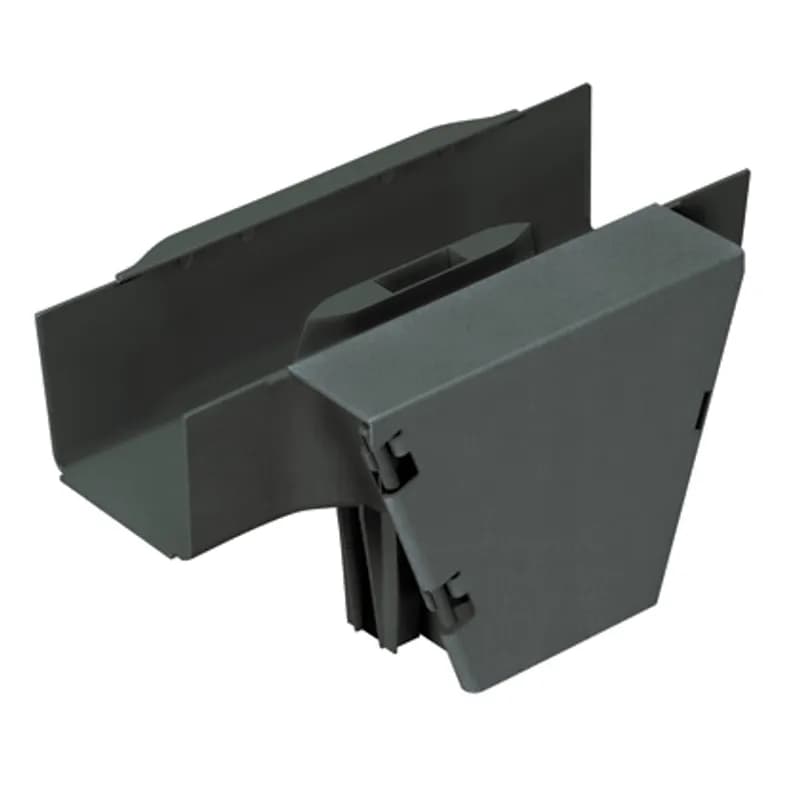 Attaches to 4x4 channel and/or fittings to create a 90 vertical drop from a horizontal run. Hinged door included. Accepts FTR4X4BL, FIDT4X4BL, S4X4BL6 or E4X4BL6 directly. Accepts optional snap-on cover FRHC4BL6 in conjunction with channel.
