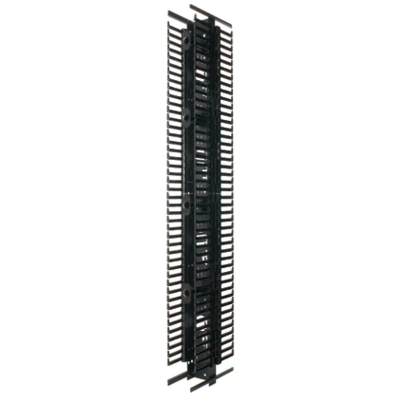 The Panduit Patchrunner Vertical Cable Manager combines high-density capability and versatility, freeing up valuable floor space, lowering overall costs, and setting the standard for the entire cable management industry. Dual-sided, Steel, 45RU, Black, 1pc, Slack spools not included.