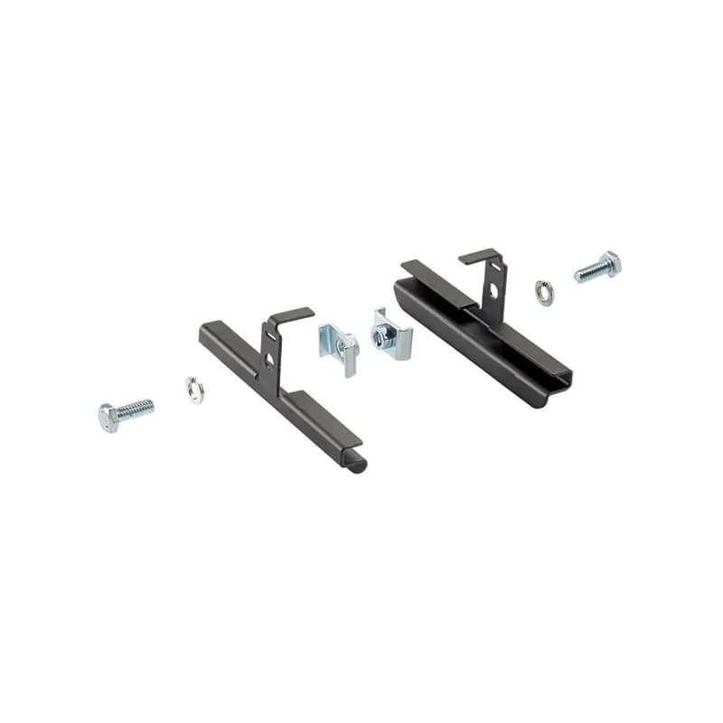 Straight splice connector with clips joins two 8" (204 mm), 12" (305 mm), or 18" (457 mm) wide Wyr-Grid Pathways together. A bonded connection is possible with the black powder coated splice. In order to make the connection, the powder coat must be properly removed from the pathway surfaces that contact the zinc-plated clip on the back side of the splice. The package contains two components needed to join two pathway sections. Each package contains one straight splice connector.