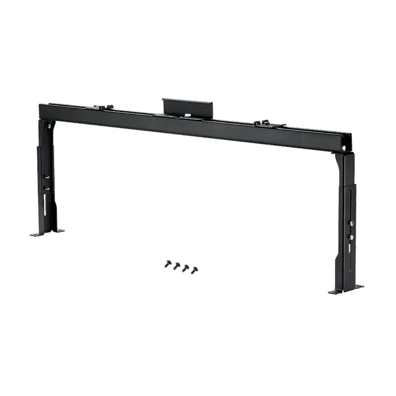 The elevated trapeze bracket in black is 16.8 (426.7 mm) high, 40.3 (1023.6 mm) long, 3.4 (86.4 mm) wide, and 40.3 (1023 mm) deep. It is designed for use on a Net-Access N-Type or S-Type 42.1 (1070 mm) Cabinet that is elevated. The bracket comes in standard packages of one.