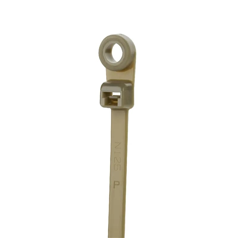 Pan-Ty locking clamp tie, standard cross section, #10 (M5) screw, 7.9 (201mm) length, nylon 6.6, telephone gray.