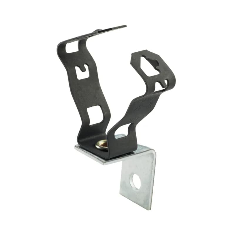 Conduit clip for 1/2" - 3/4" conduit with angle bracket.