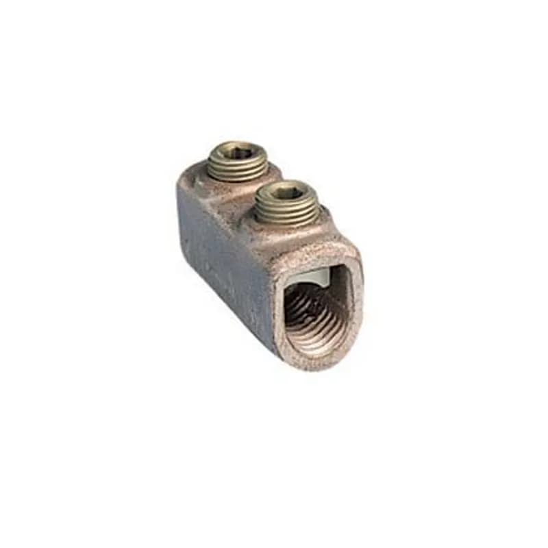 Two-set screw splice with internal pressure plate, copper, type HC, #1 STR - 2/0 STR.