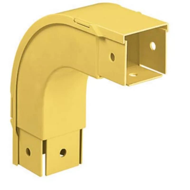 Panduit FOVRA2X2YL - 2 x 2 Fiber-Duct Fitting. Attaches to channel to create a 90 downward angle from a straight horizontal run. Used with inside vertical 90 angle fitting FIVRA2X2YL or FIVRA4X4YL to change level of straight horizontal runs. Cover included.