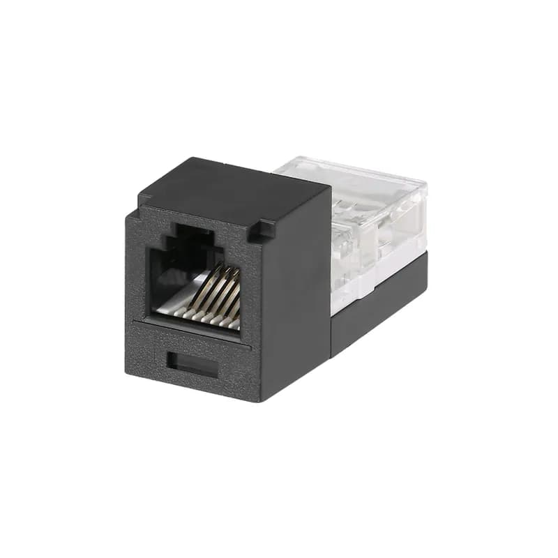The Mini-Com Cat 3 UTP RJ45 Leadframe Jack Module is designed to terminate 4-pair, 22-24 AWG twisted pair cable. Each module is 100% factory tested for continuity. Contacts are plated with 50 microinches of gold for superior performance. Jack modules are compatible with Mini-Com Modular Patch Panels and Faceplates. The jack module is Black.