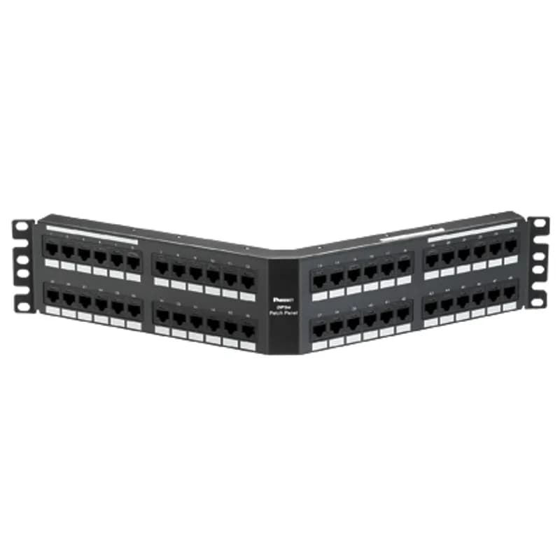 The DataPatch 48-port Category 5e Angled Punchdown Patch Panel in Black. 2RU.