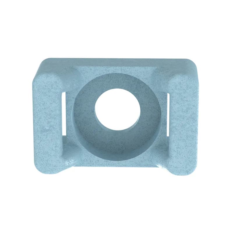 Panduit TM3S10-C86 Cable Tie Mounts are designed to help the food, beverage and pharmaceutical industries meet product manufacturing safety standards.In addition to their metal detectability, their cradle design allows cable bundles to remain securely in place, close to the mounting surface.These mounts can be used with Standard ahd Light-Heavy cross section cable ties.Use with #10 (M5) screws.For indoor use, made of Metal Detectable Nylon 6.6 are light blue in color and come in packages of 100.