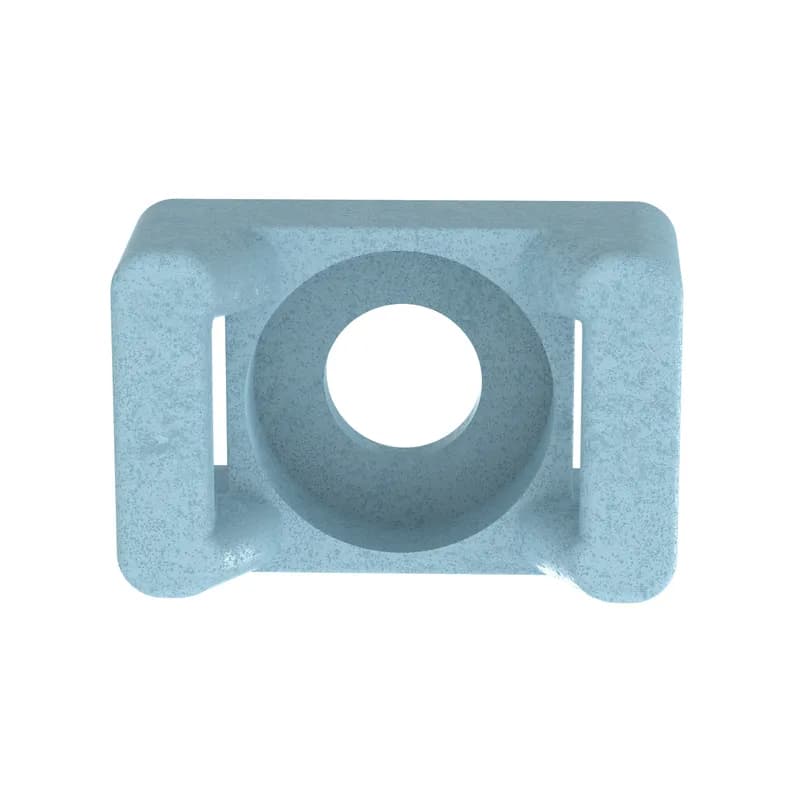 Panduit TM3S8-C86 Cable Tie Mounts are designed to help the food, beverage and pharmaceutical industries meet product manufacturing safety standards. In addition to their metal detectability, their cradle design allows cable bundles to remain securely in place, close to the mounting surface.These mounts can be used with Standard and Light-Heavy cross section cable ties. Use with #8 (M4) screws.For indoor use, made of Metal Detectable Nylon 6.6, are light blue in color and come in packages of 100