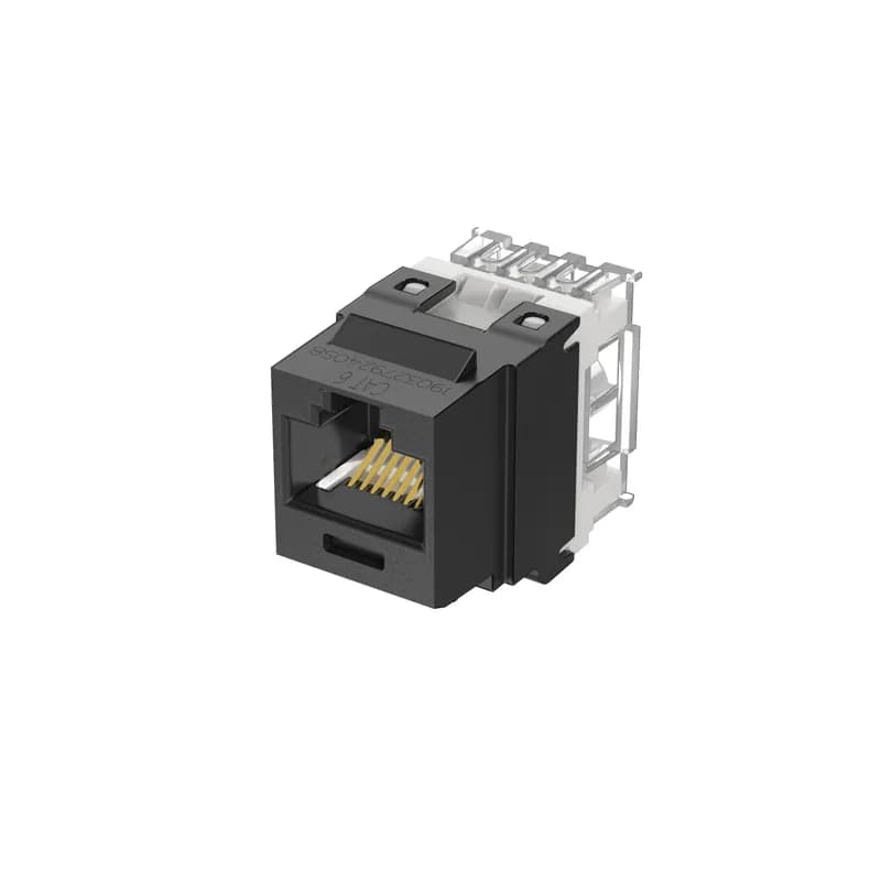 The NetKey  Cat 6 UTP RJ45 Punchdown Keystone Jack Module is designed to terminate 4-pair, 22-26 AWG twisted pair cable. Each module is 100% factory tested to exceed industry standard performance requirements. Contacts are plated with 50 microinches of gold for superior performance. Jacks are individually serialized, and are compatible with keystone interfaces such as NetKey  Faceplates, Modular Patch Panels, and Surface Mount Boxes. The module is black and includes 25 per package.