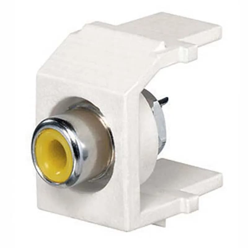 Keystone module supplied with RCA solder type connector with yellow insert.