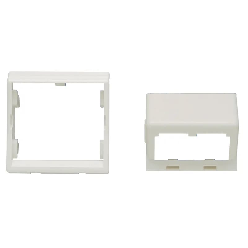 Panduit CFPFS2AW - The Mini-Com 45mm x 45mm Faceplate Adapter accepts two Mini-Com Modules. The adapter mounts to standard 45mm x 45mm openings. It includes a frame and a half-size sloped insert to improve bend radius. The adapter can be identified with an adhesive label and is arctic white.