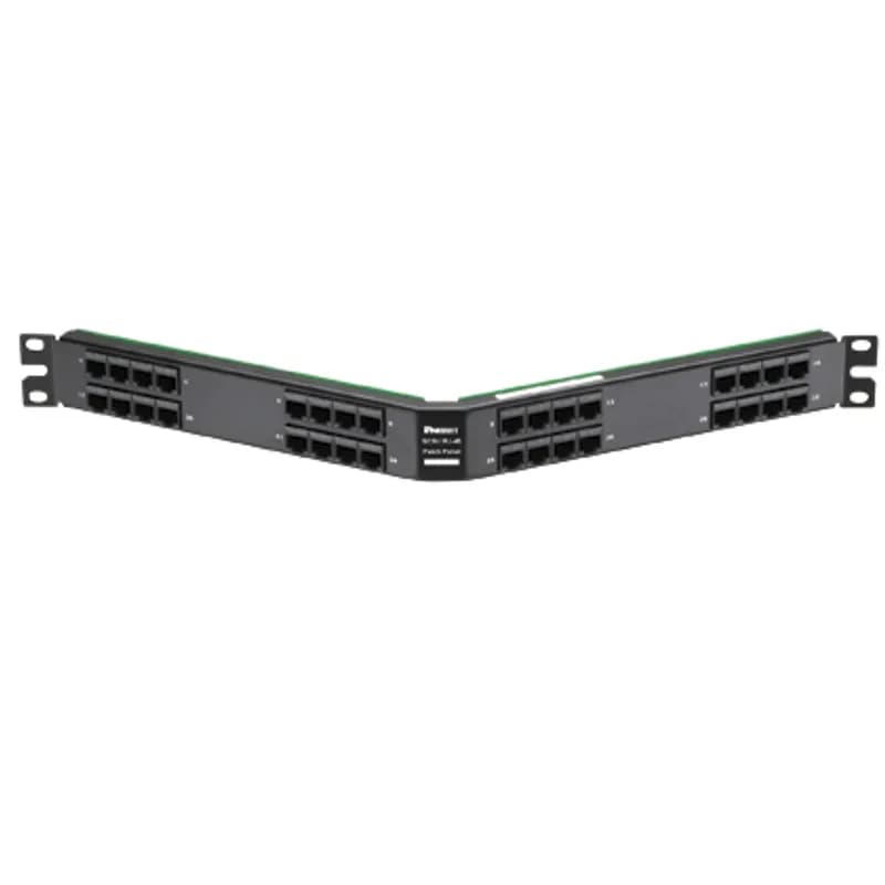 The RJ45-HD68 SCSI Patch Panel, Angled, 32 Port is a specialty patch panel with SCSI connector interface.