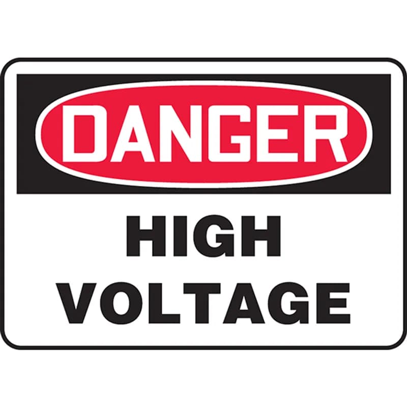 Panduit PRS1014D7133 - Safety Sign, 10.00" H x14.00" W, 'DANGER HIGH VOLTAGE' (legend), Polyethylene Plastic, Red/Black on White.