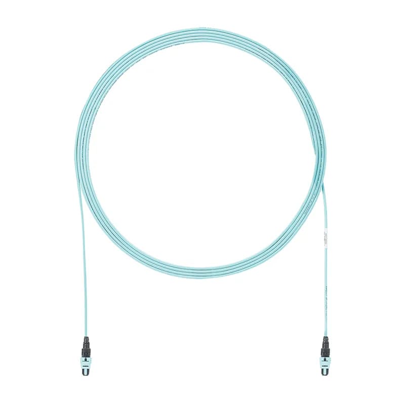 OM4 8 fiber, Interconnect, Plenum, PanMPO Female to PanMPO Female, Method B, Optimized IL, 29 Feet, Aqua