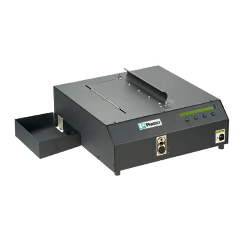 Stationary dispenser with electronic display. Online help menu through LCD display, multi-language, alarm sounds if error occurs. The system operates on 65 psig. (minimum) non-lubricated, filtered air and 100-240 VAC/50 or 60 Hz automatically adjusts within this range.