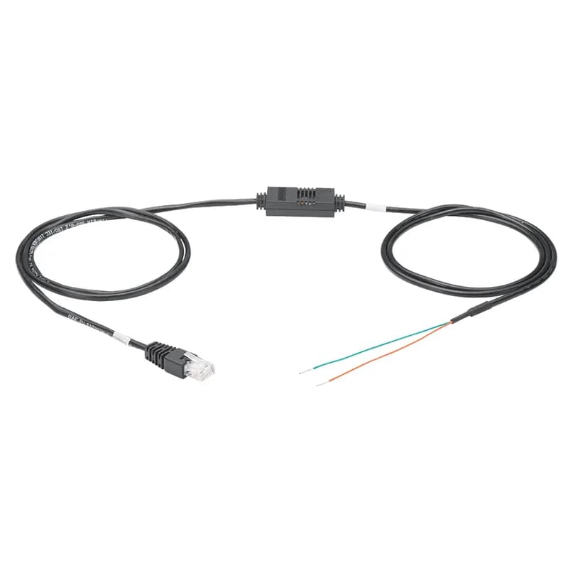 The Dry Contact Sensor integrates with the Panduit G5/G6 iPDU or UPS to offer status change such as motion. The sensor comes with a cable measuring 5.9 feet (1.8 m) and a RJ45 connector. The sensor measures 1.23 inches x 0.70 inches x 0.40 inches (44 mm x 21 mm x 11 mm). The switch is not included.