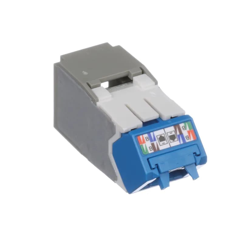 The Mini-Com Cat 6A UTP RJ45 Up/Down 45 Angled TG Jack Module is designed to terminate 4-pair, 22-26 AWG twisted pair cable and improves cable routing to jacks in tight spaces. Each module is 100% factory tested to exceed industry standard performance requirements. TG style termination eliminates the need for a termination tool. Each jack is individually serialized for traceability and is compatible with Mini-Com Modular Patch Panels and Faceplates.